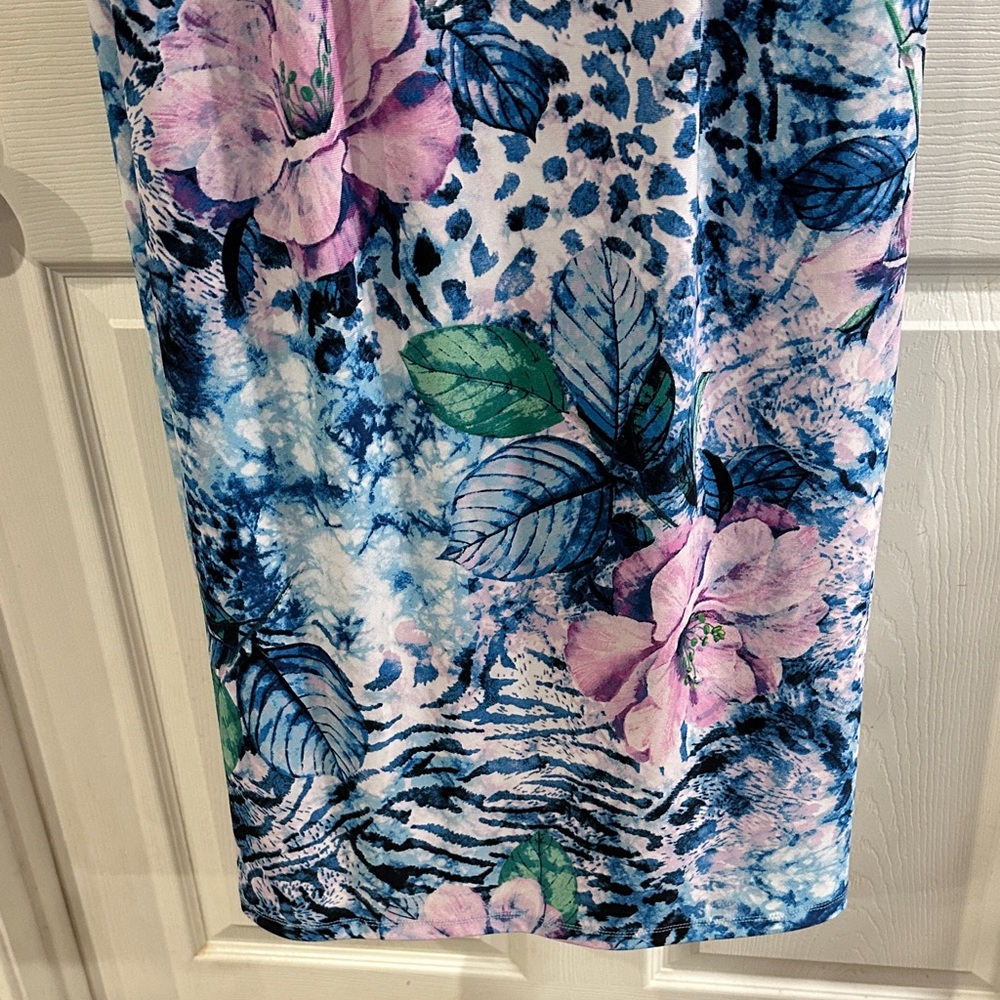 Attitudes by Renee Blue and Pink Patterned maxi Dress - Picture 12 of 15